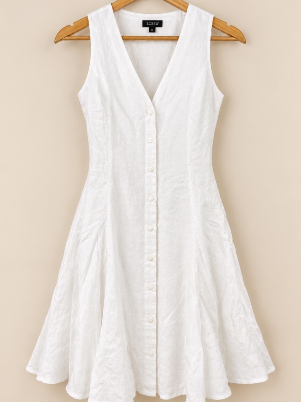 J.Crew Linen Mini Dress Button Front V-Neck CK837